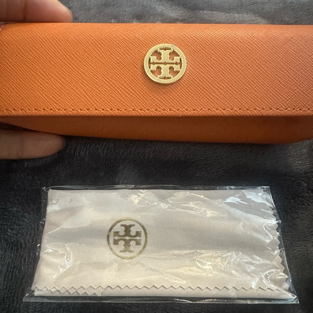 Tory Burch Orange Sunglasses Case and branded cloth nwot